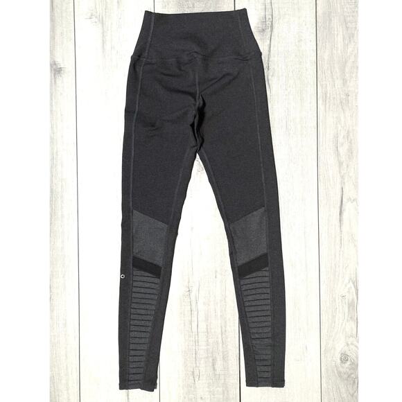 ALO Leggings Moto XS Panels Embellished Dark Gray Perfect Condition Size XS - Picture 10 of 13